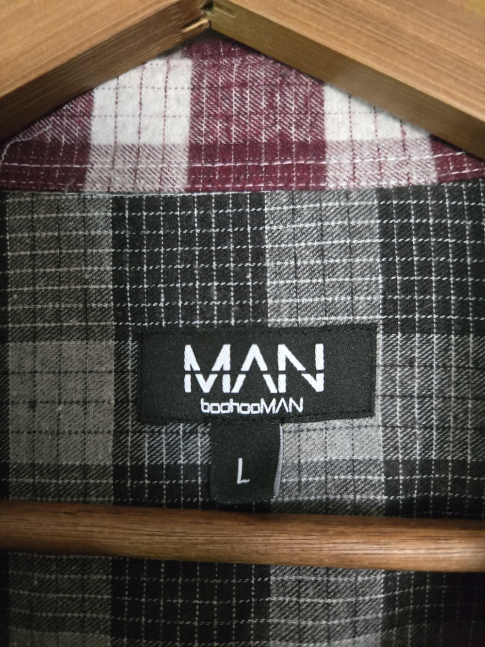 BoohooMAN L Patchwork Plaid Shirt Grunge Streetwear Boho Blokecore Graphic Butto - Picture 3 of 9